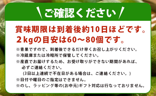 《2025年7月下旬以降発送》【先行予約】こだわりの青切りシークワーサー 2kg 約60〜80個 【 産地直送 沖縄 石垣島 石垣 八重山 シークワーサー 柑橘 フルーツ くだもの 果物 】TF-8-1