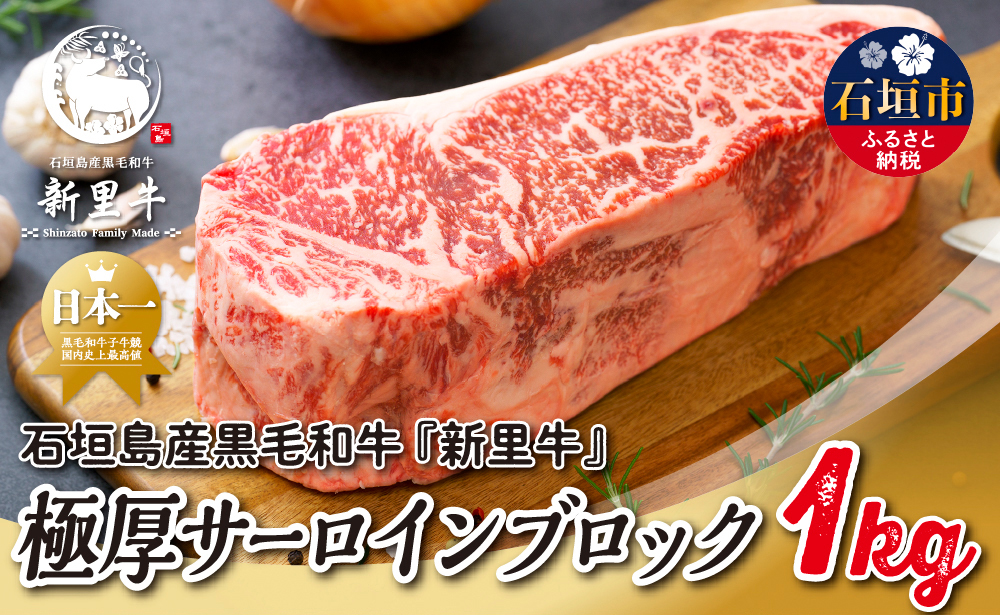 石垣島産 黒毛和牛 新里牛 極厚サーロインブロック（1kg×1）合計1kg SZ-27