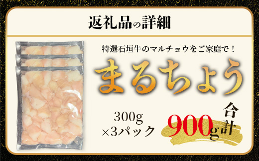 希少な特選石垣牛のホルモンをご家庭で！！マルチョウ300g×3パック【 沖縄 石垣 和牛 石垣牛 希少 特選 肉 ホルモン マルチョウ 冷凍 小分け 】IM-13