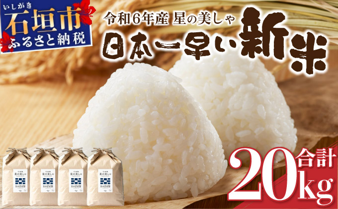 【令和6年産新米！】【日本一早い新米】令和6年産 石垣島産 星の美しゃ（ほしのかいしゃ）20kg（5kg×4袋）MK-5