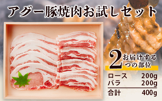 アグー豚(F1種) 南ぬ豚　焼肉用ロース200g+バラ200g　E-35