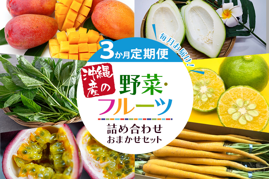 【定期便】3か月間毎月お届け！沖縄産の野菜・フルーツ詰め合わせ　おまかせセット