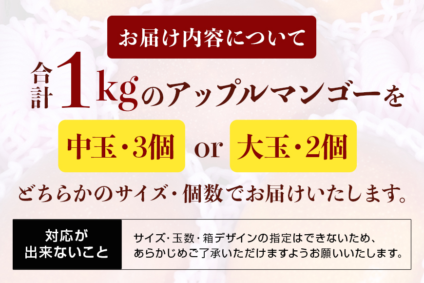 【2025年発送】優秀賞受賞のかしみ園アップルマンゴー1kg