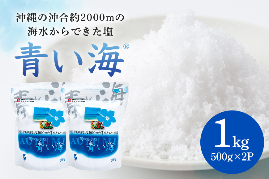 青い海500g×2P 塩 しお 調味料 食塩 沖縄 海塩 料理用 ミネラル 沖縄県 糸満市 88-3