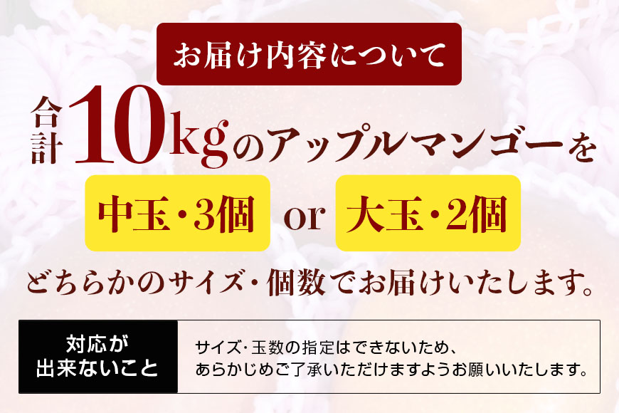 【2025年発送】沖縄県糸満産の「濃厚アップルマンゴー」10kg！（1kg×10箱）生産者：ゆいぐくるマンゴー