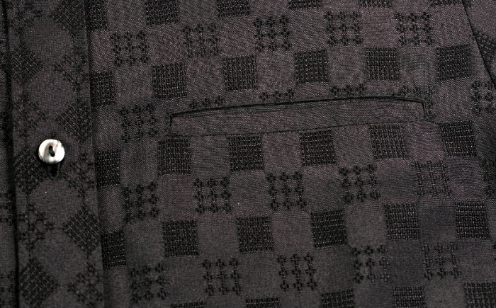 サマーシャツ（ブラック / メンズ）琉球織物 両面浮花織 ファッション フォーマル カジュアル 冠婚葬祭 / 沖縄市 FABRIC SHOP MINAMI [BCCS009]