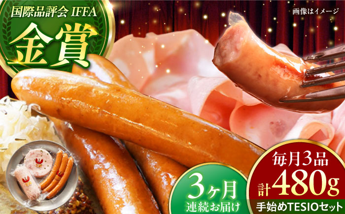 【全3回定期便】TESIOの自家製ハム＆ソーセージ 『手始めTESIOセット』 豚肉 ハム ソーセージ 小分け 真空パック 沖縄市 / TESIO [BCAD007]