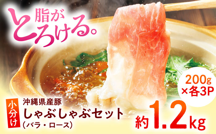 沖縄県産豚肉 しゃぶしゃぶセット (バラ・ロース) 計1.2kg (200g×各3P) 豚バラ 豚ロース スライス しゃぶしゃぶ 小分け 沖縄市 / 宮城ふぁーむ [BCAJ003]
