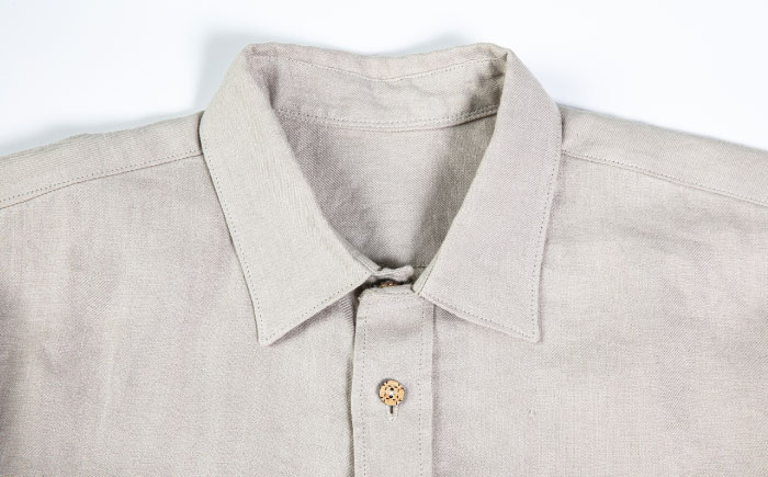 サマーシャツ（グレーベージュ / メンズ）琉球織物 経浮花織入り ファッション フォーマル カジュアル 冠婚葬祭 / 沖縄市 FABRIC SHOP MINAMI [BCCS013]