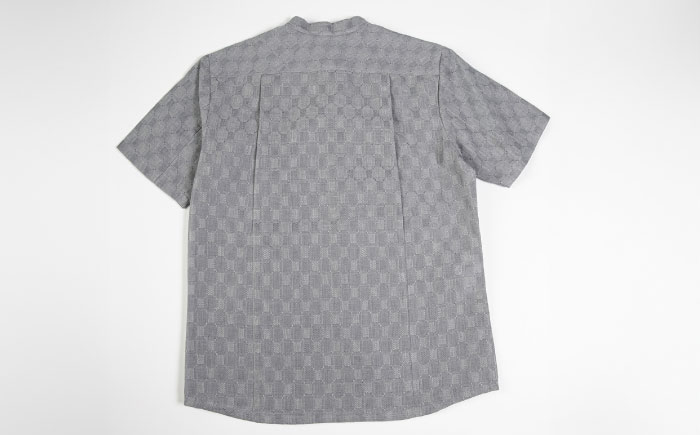サマーシャツ（グレー / メンズ）琉球織物 ヤシラミ花織 ファッション フォーマル カジュアル 冠婚葬祭 / 沖縄市 FABRIC SHOP MINAMI [BCCS010]