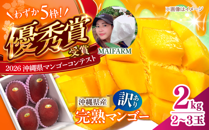 【2027年発送 先行予約】【優秀賞受賞】沖縄県産 完熟マンゴー 訳アリ 2kg (3〜5玉) マンゴー 沖縄 果物 フルーツ ギフト 沖縄市 / MAIFARM [BCAN004]