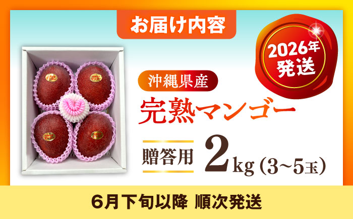 【先行予約】【優秀賞受賞】沖縄県産 完熟マンゴー 贈答用 2kg (3〜5玉) マンゴー 沖縄 果物 フルーツ ギフト 沖縄市 / MAIFARM [BCAN002]