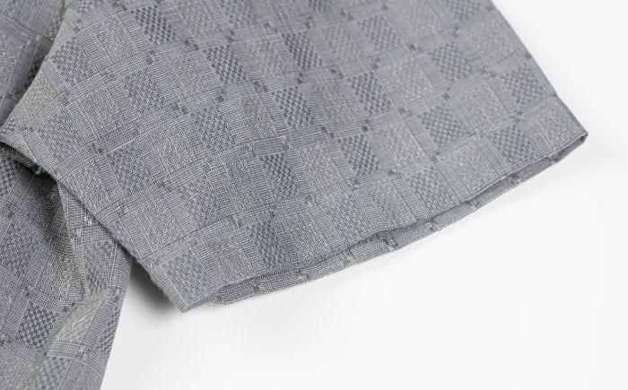 サマーシャツ（グレー / メンズ）琉球織物 ヤシラミ花織 ファッション フォーマル カジュアル 冠婚葬祭 / 沖縄市 FABRIC SHOP MINAMI [BCCS010]