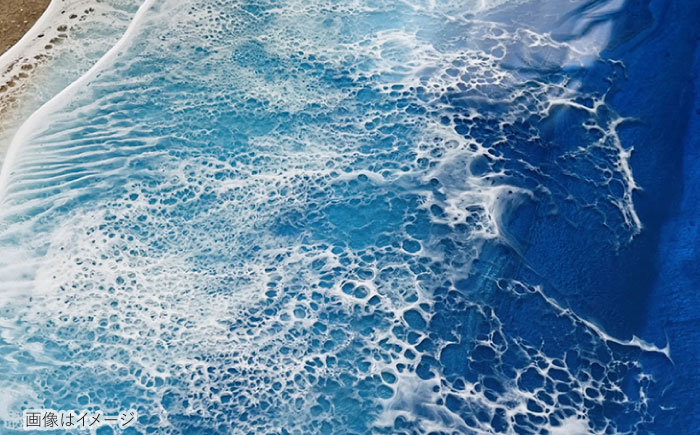 レジンアート 『波のキャンバス』 ブルーオーシャン ワイドパネル (W120×H40cm) アート インテリア 絵画 アートパネル おしゃれ 沖縄市 / Kays Artistry [BCAG019]