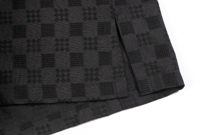 サマーシャツ（ブラック / メンズ）琉球織物 両面浮花織 ファッション フォーマル カジュアル 冠婚葬祭 / 沖縄市 FABRIC SHOP MINAMI [BCCS009]