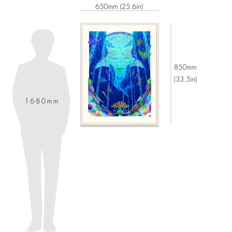 ［琉球イラストレーション］ 与儀勝之 『海の星 〜月夜の宮〜 / Star of the Sea - Moonlight palace -』 額装Mサイズ インテリア 雑貨 アート おしゃれ おすすめ 沖縄市 / yogima office [BCAI017]