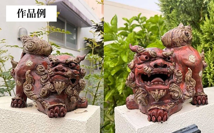 手びねりシーサー（黒）やちむん 沖縄土産 雑貨 シーサー 玄関 置物 沖縄市 / てぃーち工房 [BCBA009-02]