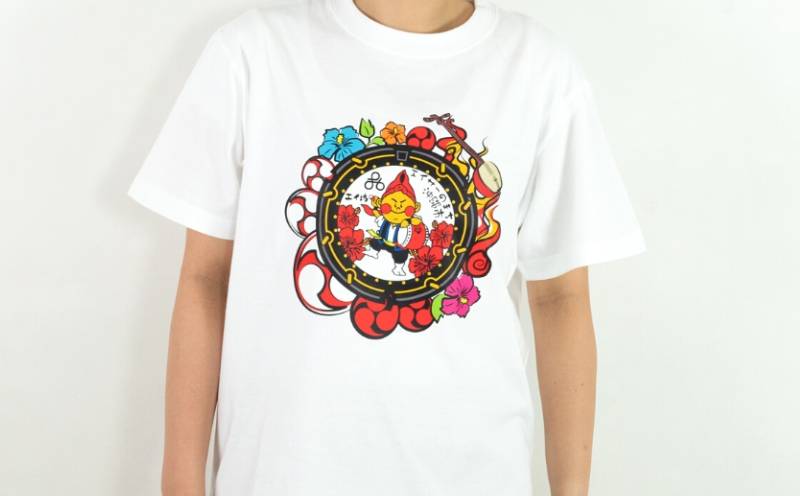 沖縄市 マンホールTシャツ 白 Sサイズ