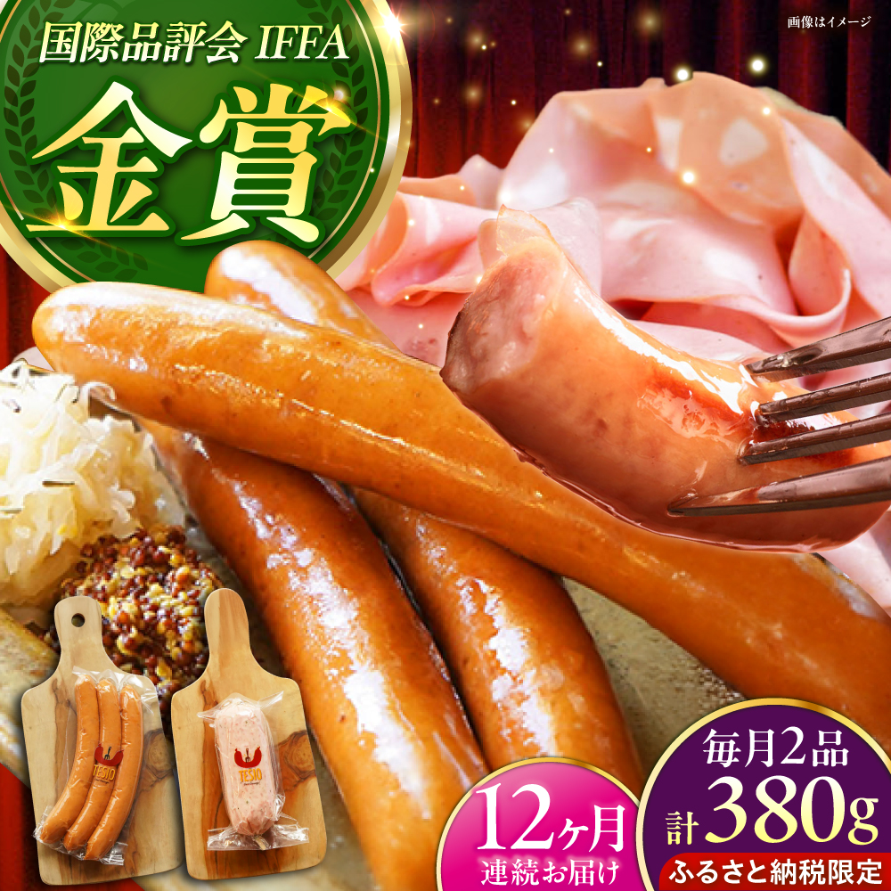 【全12回定期便】【ふるさと納税限定】TESIOの自家製フランク＆ボローニャセット (計380g) 豚肉 ハム ソーセージ 小分け 真空パック 沖縄市 / TESIO [BCAD018]