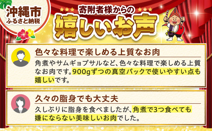 沖縄県産豚肉 豚バラブロック 約1.8kg (900g×2P) 豚肉 豚バラ バラ肉 ブロック ブロック肉 小分け 冷凍 国産 沖縄市 / 宮城ふぁーむ [BCAJ007]