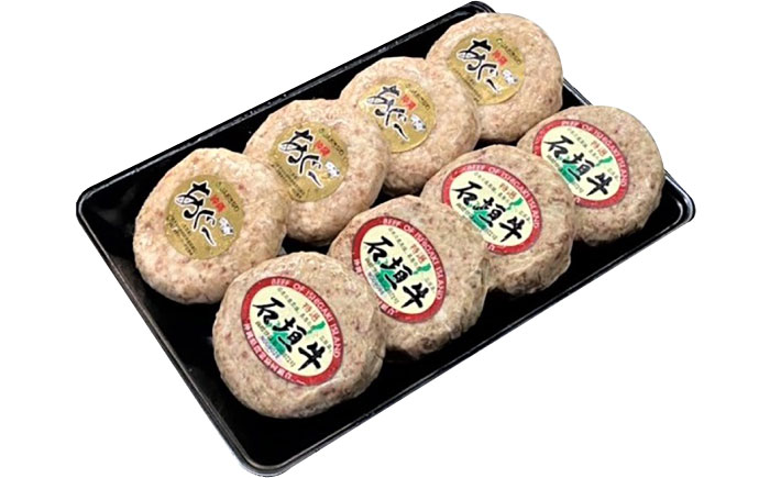 【全6回定期便】沖縄県産 あぐー豚＆石垣牛 ハンバーグセット 800g (100g×8個) 豚 牛 ハンバーグ 冷凍 ギフト お取り寄せ 沖縄市 / お肉屋本店 [BCAZ016]