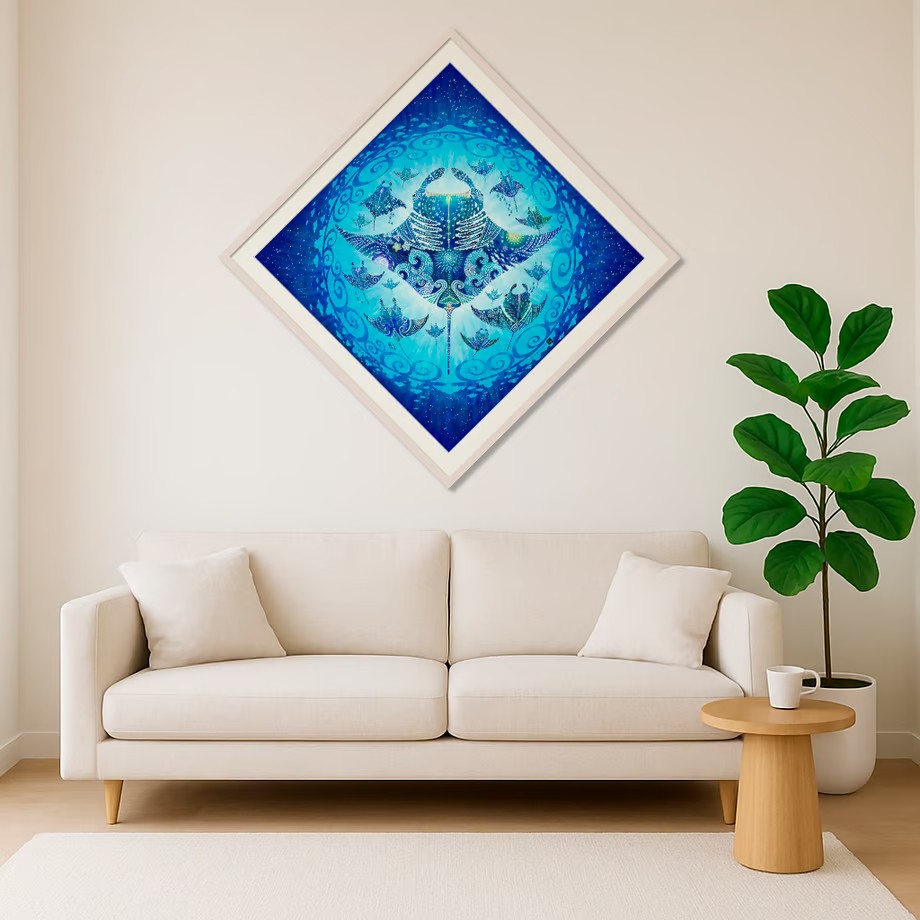 ［琉球イラストレーション］ 与儀勝之 『海の星 〜翠玉飛翼〜 / Star of the Sea -』 額装Mサイズ インテリア 雑貨 アート おしゃれ おすすめ 沖縄市 / yogima office [BCAI015]