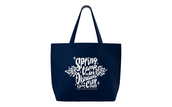 広島東洋カープ トートバッグ 2025 (ネイビー) カープ CARP コラボ ハイビスカス マイバッグ 沖縄市 / 沖縄市観光物産センター夢プラザおきなわ [BCBE009]