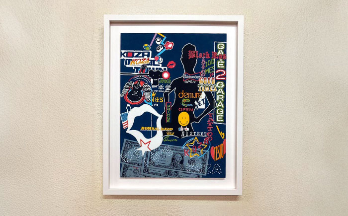 【宏次染工房 / 沖縄県認定工芸士 金城宏次】紅型額装 『WE LOVE KOZA』 絵画 額入り 伝統工芸品 おしゃれ 沖縄市 / コザ工芸館ふんどぅ [BCAU004]