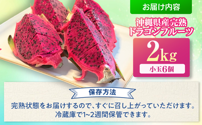 【2026年発送】 【小玉】 完熟ドラゴンフルーツ 2kg (6玉) 果物 フルーツ スーパーフード 産地直送 沖縄市 / タカエスフルーツ＆ベジタブル [BCBH006]