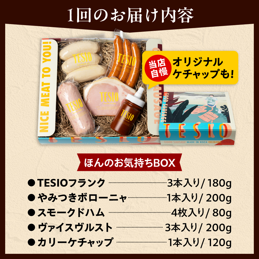 【全3回定期便】TESIOの自家製ハム＆ソーセージ 『ほんのお気持ちBOX』 豚肉 ハム ソーセージ 小分け 真空パック 沖縄市 / TESIO [BCAD010]