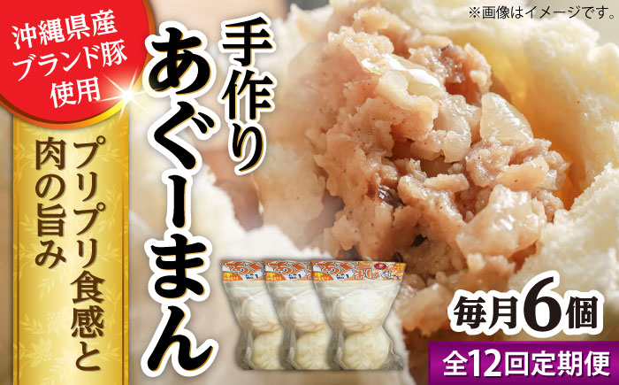 【全12回定期便】あぐーまん 6個入り (2個入り×3P) 肉まん 豚まん 点心 お取り寄せ 冷凍 沖縄市 / 豚々茶舗 [BCBL038]
