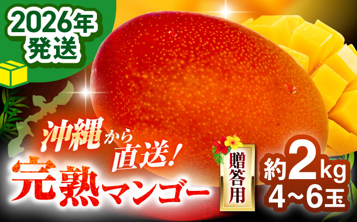 【先行予約 2026年発送 予約受付】 完熟マンゴー 約2kg (4〜6玉 / 化粧箱・秀品) マンゴー 沖縄 果物 フルーツ ギフト 沖縄市 / ちゃんぷる〜市場 [BCAA004]
