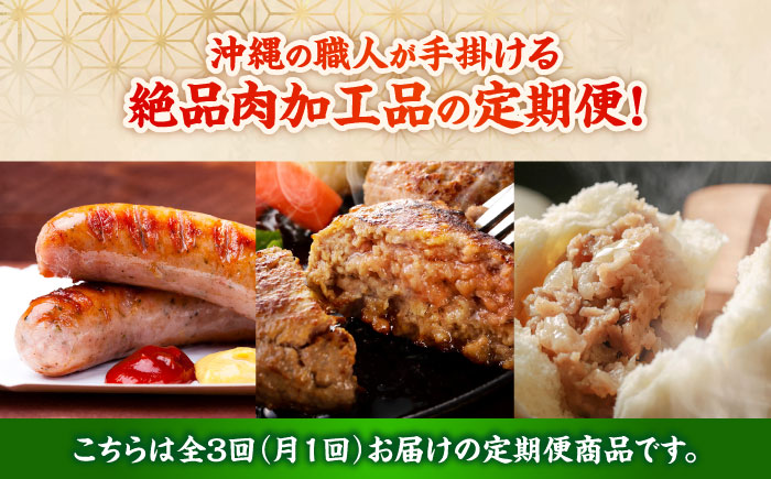 【全3回定期便】沖縄の絶品肉加工品セット【沖縄市】豚肉 ハム ソーセージ 豚まん ぶたまん ちまき 焼売 シュウマイ ハンバーグ 沖縄市 / TESIO / 豚々茶舗 / お肉屋本店 [BCZZ030]