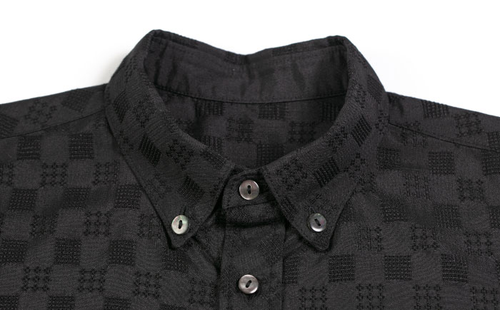 サマーシャツ（ブラック / メンズ）琉球織物 両面浮花織 ファッション フォーマル カジュアル 冠婚葬祭 / 沖縄市 FABRIC SHOP MINAMI [BCCS009]
