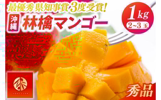 【2025年6月下旬より順次発送】★数量限定★沖縄県最優秀県知事賞に3度輝いた! ★秀品★沖縄マンゴー約1kg(2～3玉)｜マンゴー 果物 フルーツ くだもの 沖縄 沖縄フルーツ 秀品 数量限定 沖縄県 沖縄県産 豊見城市(BV008-1)