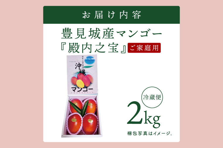 【2026年7月より順次発送】豊見城産マンゴー『殿内之宝(どぅんちのたから)』約2kg(ご家庭用)｜マンゴー フルーツ 果物 くだもの 先行予約 完熟マンゴー 沖縄フルーツ 家庭用 おきなわ 沖縄 沖縄県 豊見城市(DR006)