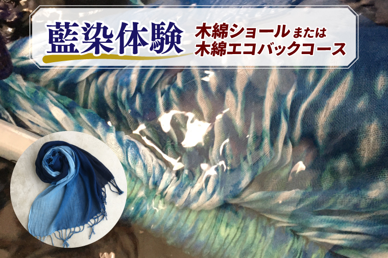 藍染体験 木綿ショールまたは木綿エコバックコース(BT002)