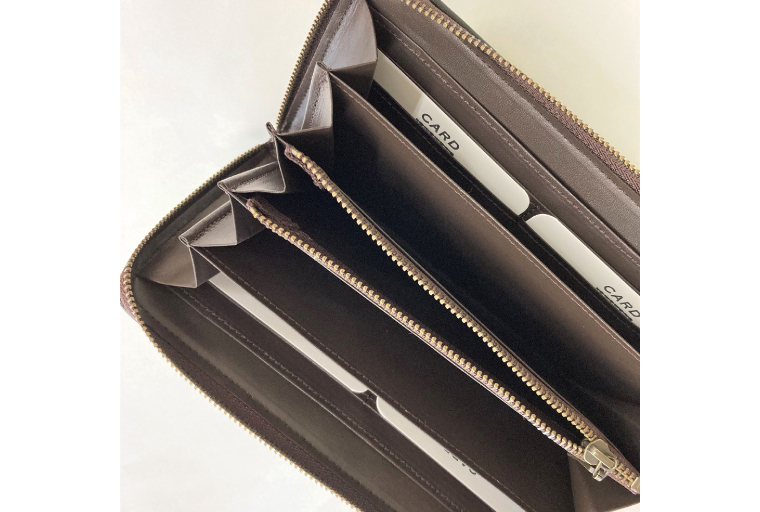 ウージ染めラウンドファスナー束入れ長財布(AI037)