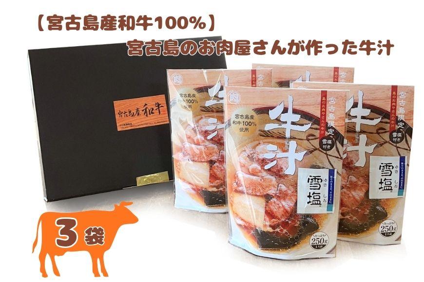 【宮古島産和牛100％】宮古島のお肉屋さんが作った牛汁 ×3袋セット(DK008)