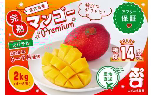 【ぷすぷす農園】＜2026年発送先行予約＞宮古島産完熟マンゴープレミアム（贈答用／2キロ／農園直送）(KY004)