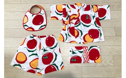 ベビーセット（てぬぐい／甚平／スタイ）【マンゴー】（HF005）