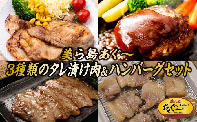 【美ら島あぐ～】3種類タレ付け肉とハンバーグセット   I  アグー豚 あぐー豚 あぐ～豚 豚肉 ぶた肉 ブランド豚 沖縄豚 琉球在来豚  沖縄県 南城市