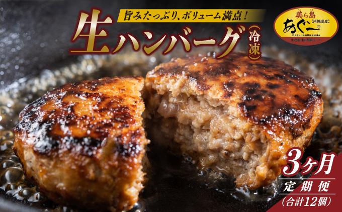 【3ヵ月定期便】【美ら島あぐ～】冷凍ハンバーグ   I  アグー豚 あぐー豚 あぐ～豚 豚肉 ぶた肉 ブランド豚  冷凍 ハンバーグ 定期便 冷凍食品  沖縄県 南城市