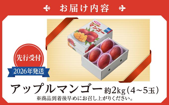 (先行受付)【2026年発送】アップルマンゴー 南城市 約2kg (4～5玉)   I  アップルマンゴー あっぷるまんごー マンゴー まんごー トロピカルフルーツ フルーツ 完熟 ギフト  2kg   沖縄県 南城市 ふるさと納税 しろまファーム
