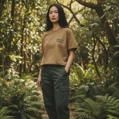 やんばるの自然を纏う オリジナルデザインTシャツ(カーキ/Mサイズ)【1732937】