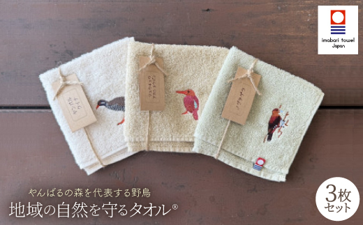 地域の自然を守るタオル やんばるの森を代表する野鳥 3枚セット【1606934】