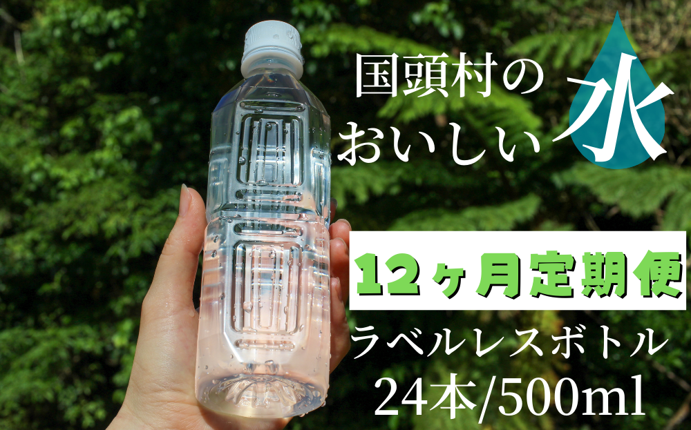 【12ヶ月定期便】国頭村のおいしい水　ラベルレスボトル 500ml　24本	