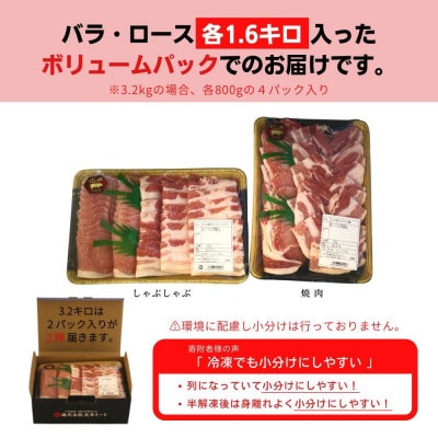 【毎月定期便】くんじゃん豚 食べ比べセット 焼肉・しゃぶしゃぶ 計9.6kg全3回【配送不可地域：離島】【4067327】