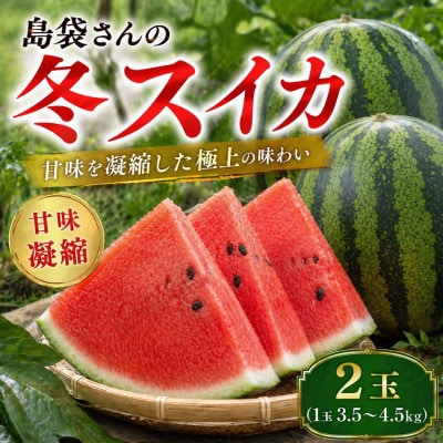 【2027年2月中旬から順次発送】島袋さんの冬スイカ 2玉(1玉3.5〜4.5kg)【配送不可地域：離島】【1577666】