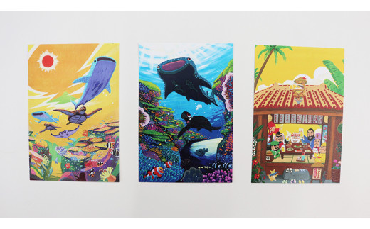 絵本「空を飛んだイルカ」　＆　運天肇のポストカード